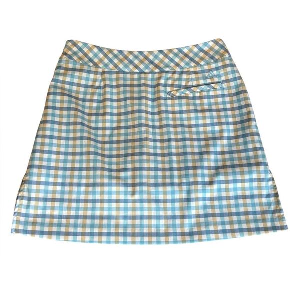 Adidas ClimaCool Golf Skirt Skort Blue White Tan Plaid Built In Shorts Woman’s 4 - Picture 2 of 11